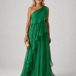 Tosca – Abito Lungo Monospalla con Volant