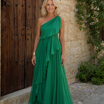 Tosca – Abito Lungo Monospalla con Volant